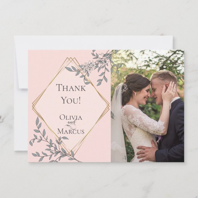 Wedding Photo Thank You  |  Coral Floral Card (Front)