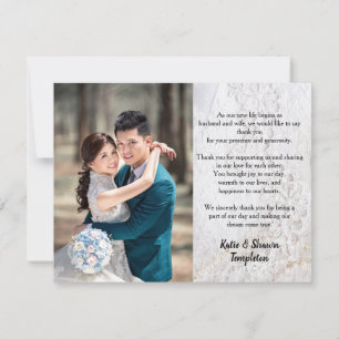 Wedding Photo Thank You Double Sided Faux Lace