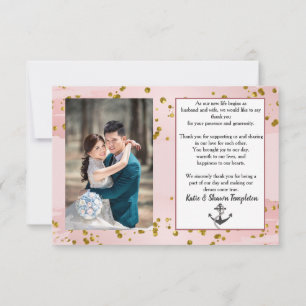Wedding Photo Thank You Double Sided Nautical Card