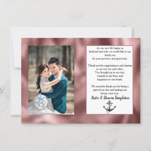 Wedding Photo Thank You Double Sided Nautical Rose Card