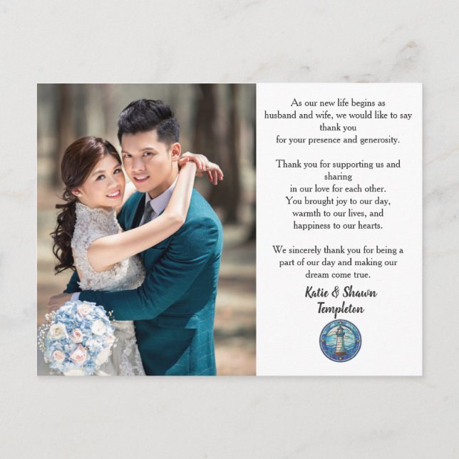Wedding Photo Thank You Double Sided Postcard (Back)