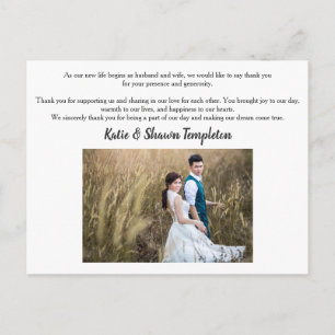 Wedding Photo Thank You Double Sided Postcard