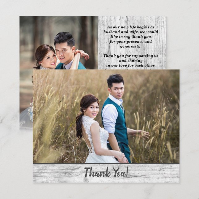 Wedding Photo Thank You Double Sided Rustic (Front/Back)