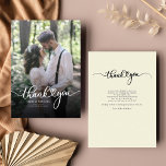 Wedding Photo Thank You Handwritten Card<br><div class="desc">A great and thoughtful way to thank your friends,  family,  and coworkers who graced you their presence on your your wedding day with this modern photo thank you cards with script hand lettered "thank you" and a love heart.</div>