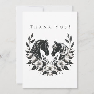 Wedding Photo-Thank You- Horse and Flowers Invitation