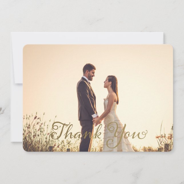 Wedding Photo Thank You Note, Faux Gold Effect (Front)