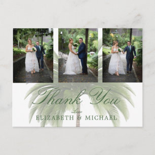 Wedding Photo Thank You Palm Tree Elegant Modern Postcard