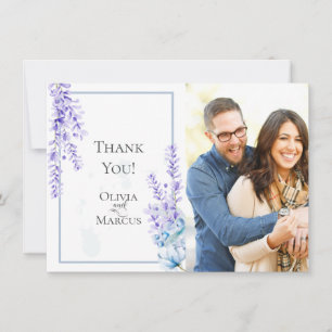 Wedding Photo Thank You Watercolor Lavender Card