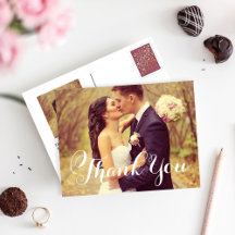 Wedding Photo Thank You | White Elegant Script