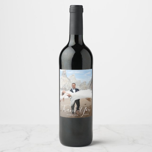 Wedding Photo Thank You Wine Label (Front)