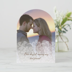 Wedding Photo Vintage Lace Damask Invitations