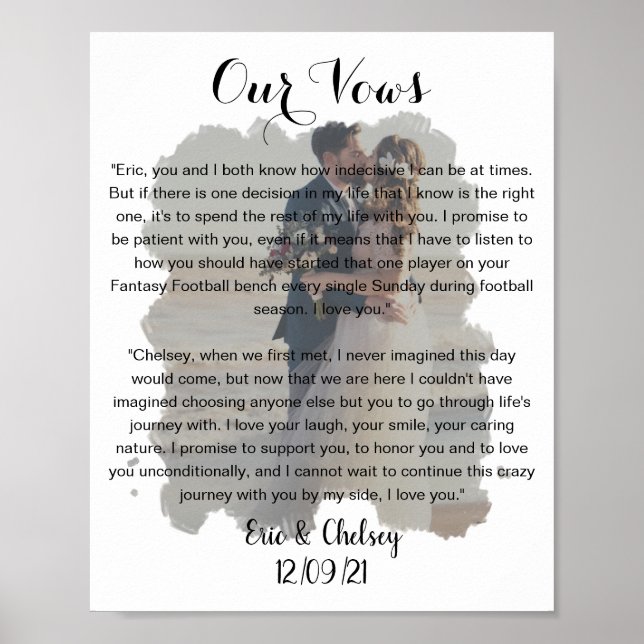 wedding photo vows faded effect poster (Front)