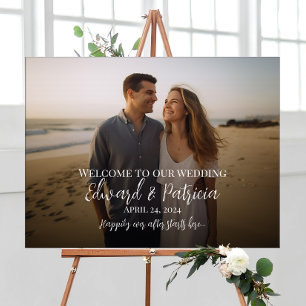 Wedding photo welcome sign modern calligraphy
