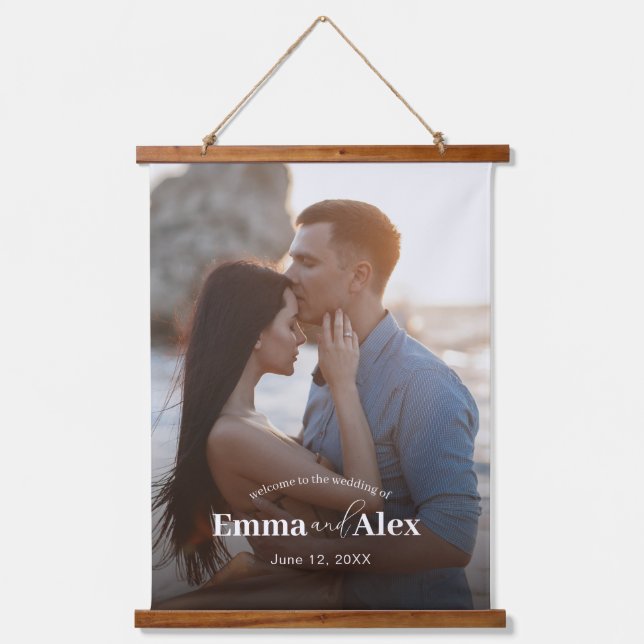 Wedding Photo Welcome Wall Tapestry Sign (Front)
