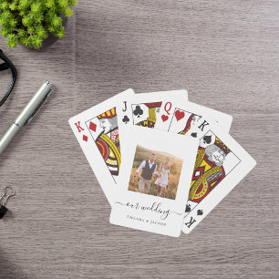 Wedding photo white black modern playing cards
