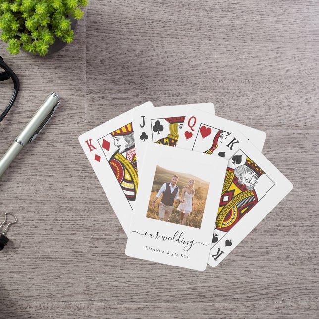 Wedding photo white black modern playing cards (Creator Uploaded)