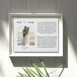 wedding photo with wedding vows modern minimalist faux canvas print<br><div class="desc">Custom Photo Watercolor effect border ,  fully editable</div>