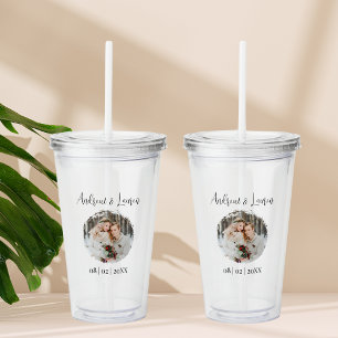 Wedding Photo With Your Name & Date Minimalist Acrylic Tumbler