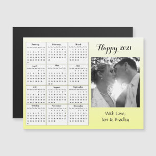 Wedding Photo Yellow Gradient  Mini 2021 Calendar Magnetic Invitation