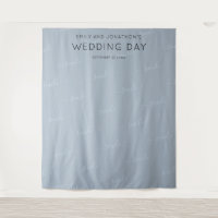 Wedding Photobooth Backdrop Typography Dusty Blue
