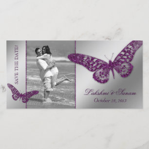 Wedding Photocard Save the Date Butterfly Purple