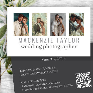 Wedding Photographer 4 Photo Personalized QR Code Business Card