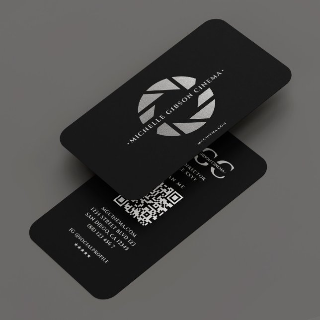Wedding Photographer Black Silver Shutter Modern  Business Card (Wedding Photographer Black Silver Shutter Modern Business Card
)