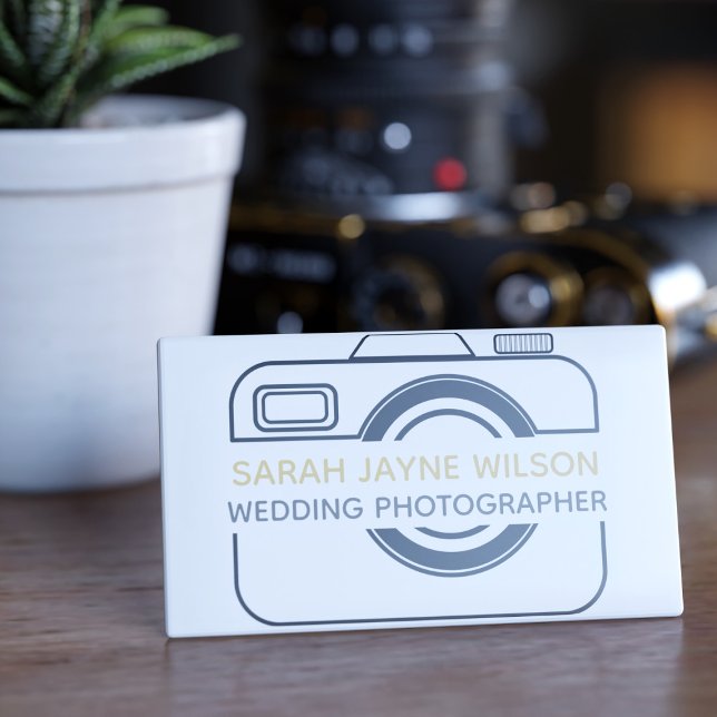 Wedding Photographer Camera Icon White Name Tag (Creator Uploaded)