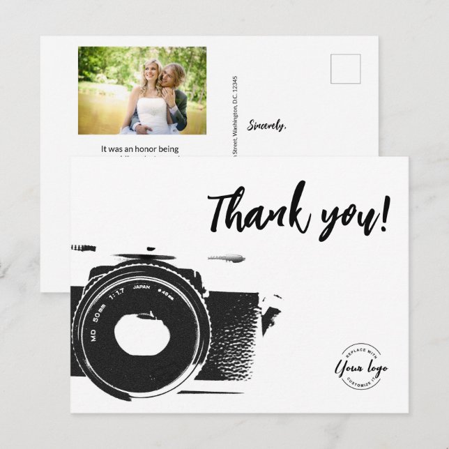 Wedding Photographer Custom logo Photo Postcard (Front/Back)