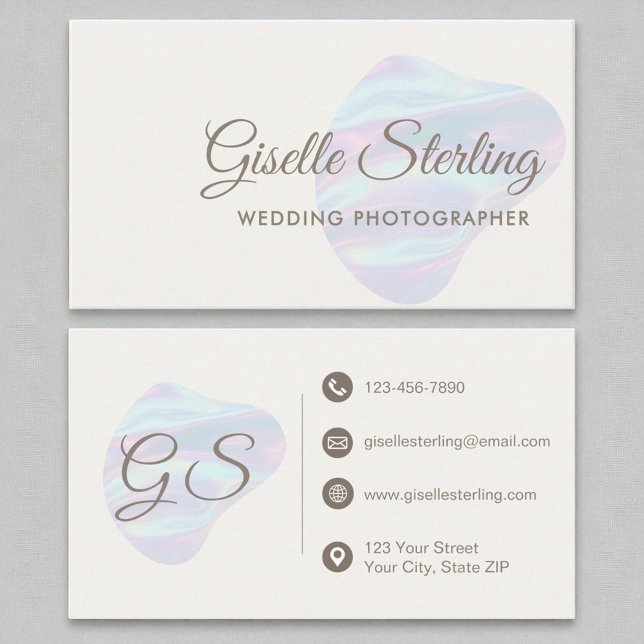 Wedding Photographer Iridescent Pearl Opal Business Card (Creator Uploaded)