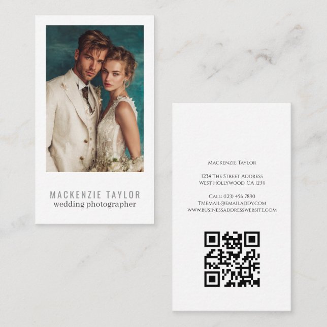 Wedding Photographer Photo Personalized QR Code Business Card (Front/Back)