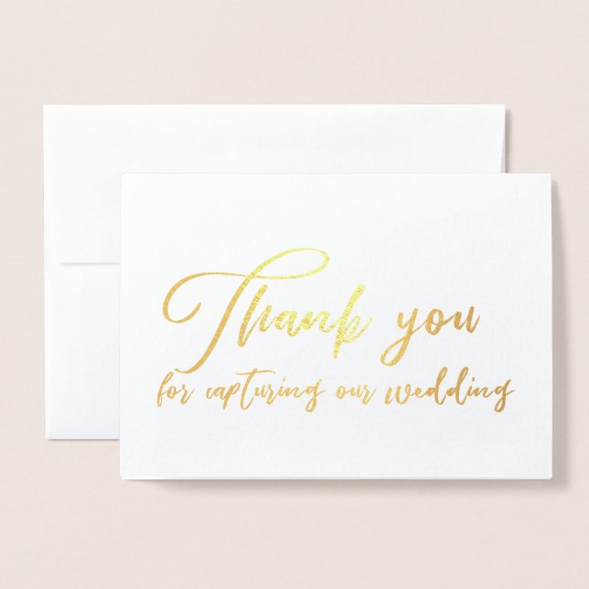 Wedding Photographer Videographer Thank You Foil Card (Front With Envelope)
