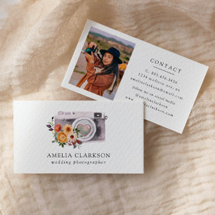 Wedding Photographer Watercolor Camera Business Card