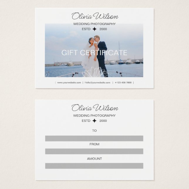 Wedding Photography Gift Certificate (Front & Back)