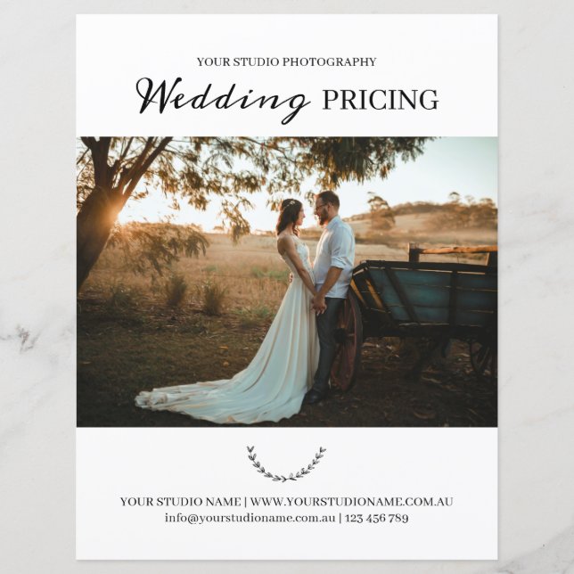 Wedding Photography Price List Pricing Guide (Front)