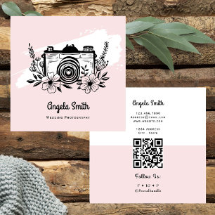 Wedding Photography Trendy Website Pink Square Business Card