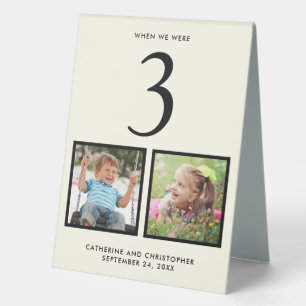 Wedding Photos Cream Table Number