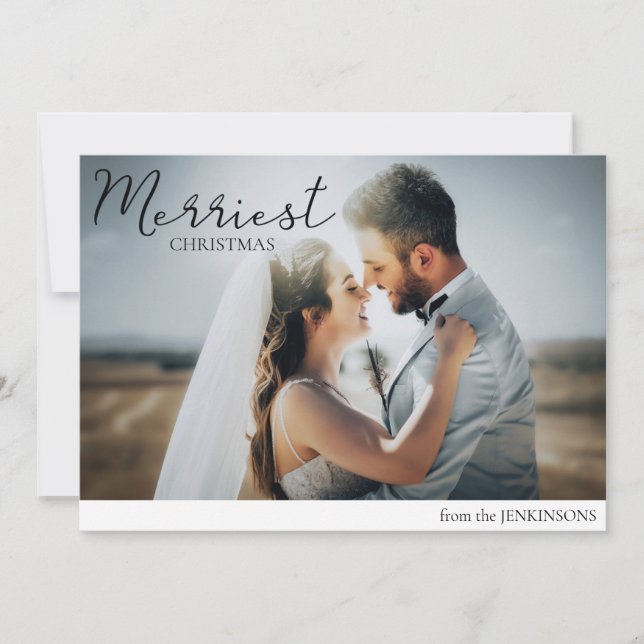 Wedding Photos Merriest Christmas Holiday Card (Front)