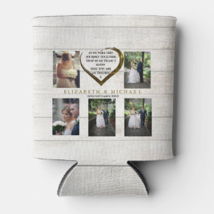 Wedding Photos Rustic Heart Love Quote Can Cooler