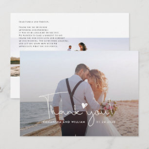 Wedding Photos Script Love Heart Thank You Card