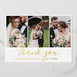 Wedding Photos Script Thank You Gold Foil Card