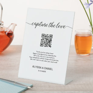 Wedding Photos share QR code Capture the love Pedestal Sign