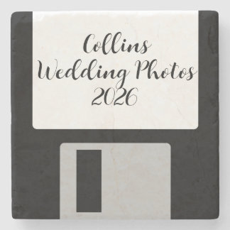 Wedding Photos Stone Coaster | Retro Floppy Disk
