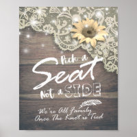 Wedding Pick A Seat Not A Side Lace Sunflower Wood