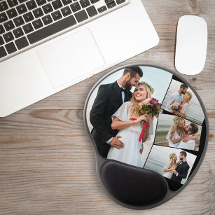Wedding Picture 4 Photo Collage Gel Mouse Mat