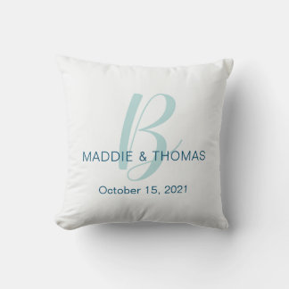 Wedding Pillow with Initial, Names and Date