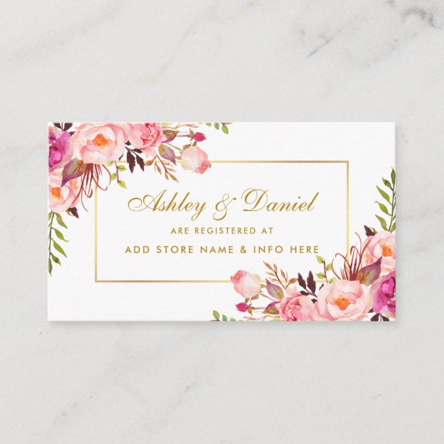 Wedding Pink Blush Gold Registry Insert Card (Front)