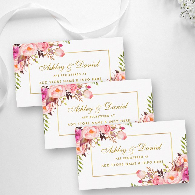 Wedding Pink Blush Gold Registry Insert Card (Customize to change size, style or text color.)