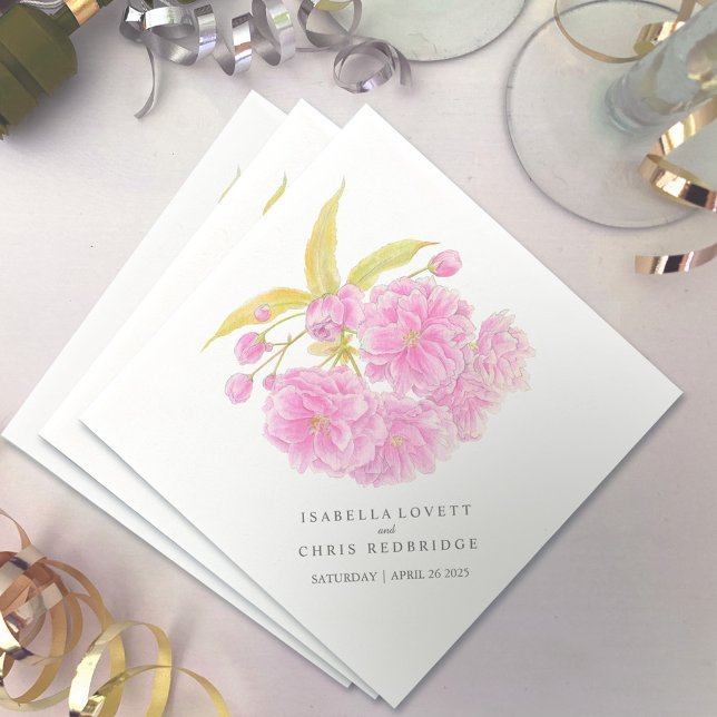 Wedding pink cherry blossom paper napkin (Creator Uploaded)