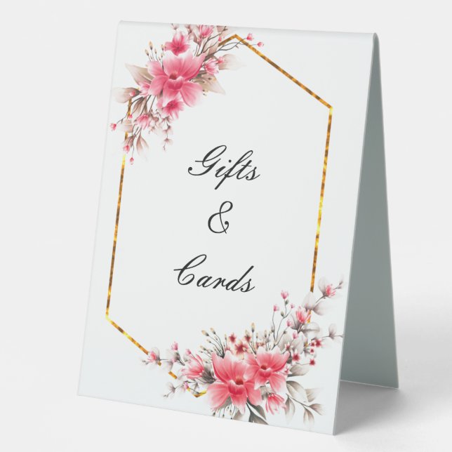 WEDDING PINK FLORAL TABLE SIGN FOR WEDDING (Front)